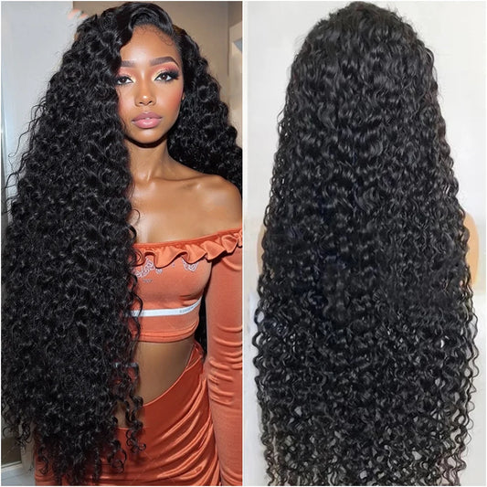 Natural Black Deep Wave Lace Front Wig Brazilian Human Hair 13x6 Hd Transparent Lace Wig 360 Full Lace Wig For Women Hot-Selling