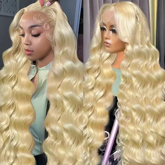 40 Inch #613 Body Wave Blonde Color Wig 13x6 HD Lace Frontal Brazilian Human Hair Wig 13x4 Lace Front 200 Density Water Wave Wig