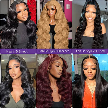 100% Natural black Human Hair Lace Wig 38 Inch Body Wave Lace Wig 13x6 Hd Lace Pre Plucked 360 Lace Frontal Wig Can Be Dyed !