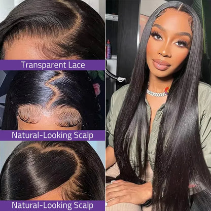 38 Inch 13x4 13x6 HD Transparent Straight Lace Front Wigs 200 Density 360 Full Lace Brazilian Natural Human Hair Wigs For Women
