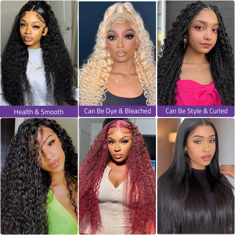 200% High Density  38 Inch Deep Wave 13x6 HD Lace Front Human Hair Wig 360 Transparent Lace Frontal Wig Human Hair Can Be Dyed.