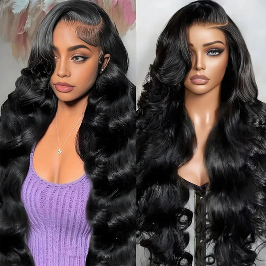 13x6 HD Front Lace Human Hair Wig 200 Density Black Body Wave 100% Human Hair Lace Wig 13x4 Front Lace 360 Full Lace 40 Inch Wig