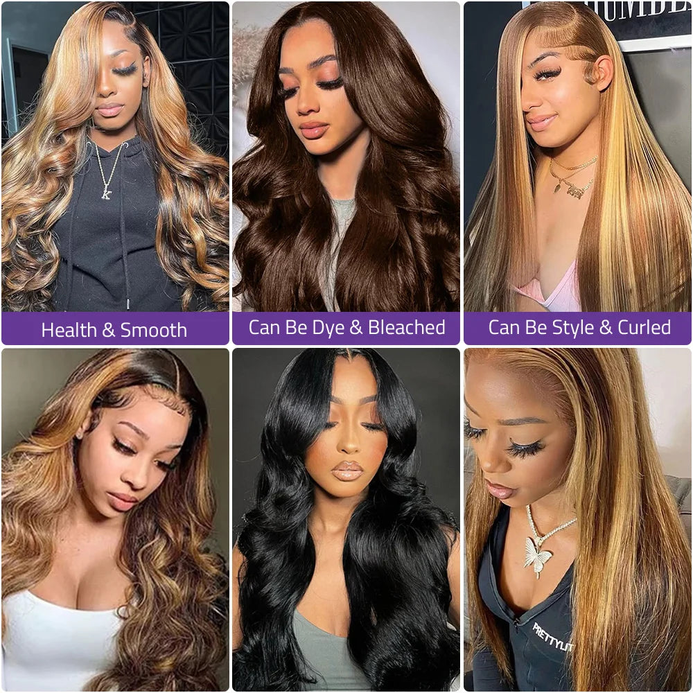 P4/27 Body Wave Highlight Lace Wig 100% Original Human Hair 13X6 HD Lace Frontal Wig 220 Density 13x4 Transparent Front Lace Wig