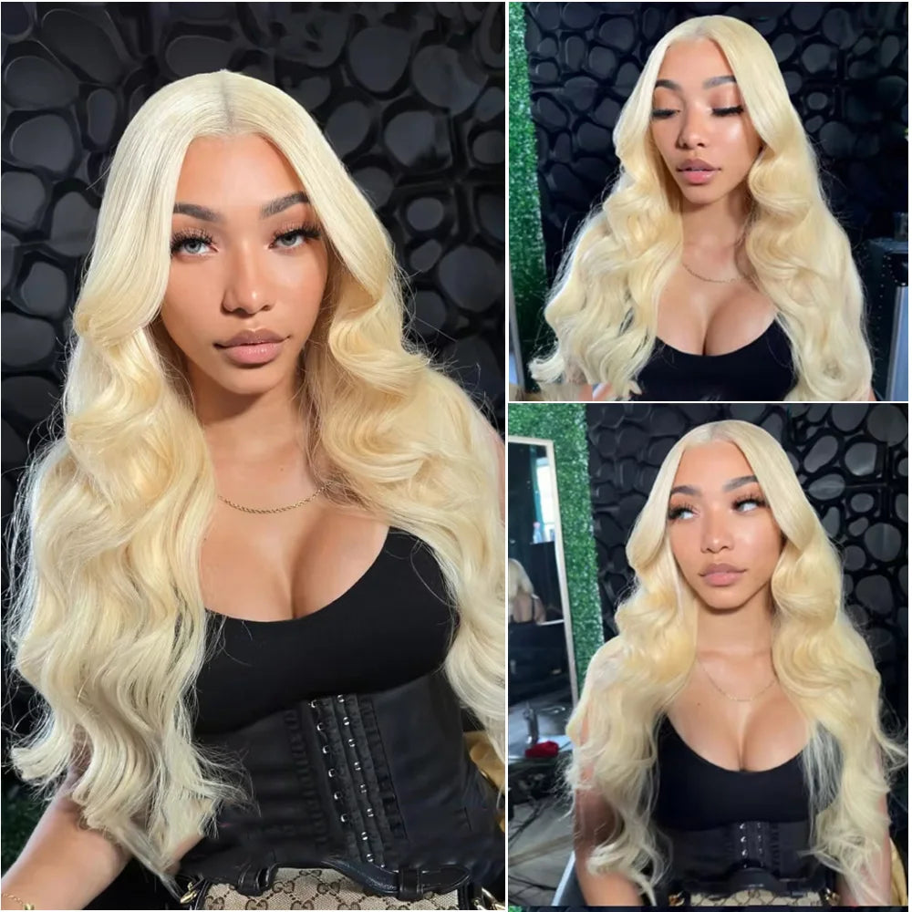 Blonde 613 Body Wave Front Lace Wig 13x4 and 13x6 HD Transparent Lace Frontal Wig 220 Density 40 Inch Pre-plucked Human Hair Wig