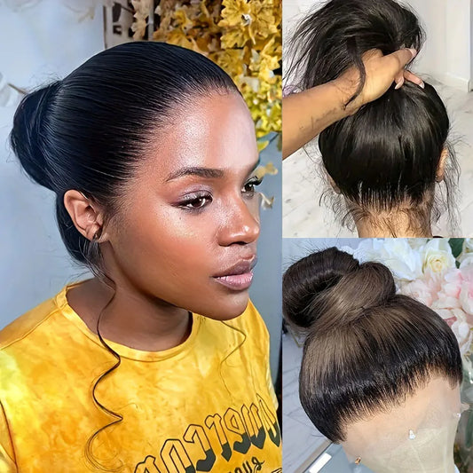 360 Full Lace Wig Straight Human Hair 250 Density 13x6 HD Transparent Lace Frontal Human Hair Wig Glueless Pre Plucked For Women