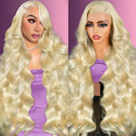 #613 Body Wave Human Hair Lace Wig 13x4 and 13x6 Transparent Frontal Lace Honey Blond Wig 40 Inch Pre-plucked Brazilian Hair Wig