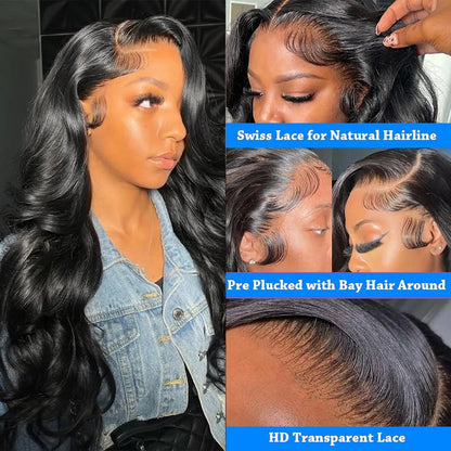 40 inch 13x6 Black body wave human hair wigs 100% Human Hair Wigs Body Wave 5X5 Glueless Lace with Pre Plucked wigs human hair