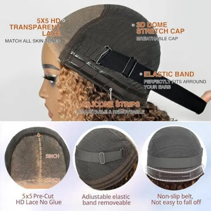 Wigs Human Hair Pre Plucked P4/27 Highlight Ombre Bob Wig Human Hair Honey Blonde Deep Wave HD Lace Front Wig 5x5 Glueless Wigs