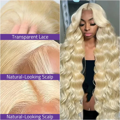 13x6 Transparent Frontal Lace 40 Inch Wig 613 Blonde Body Wave Color Wig 13x4 HD Front Lace Human Hair Wig 200 Density For Women