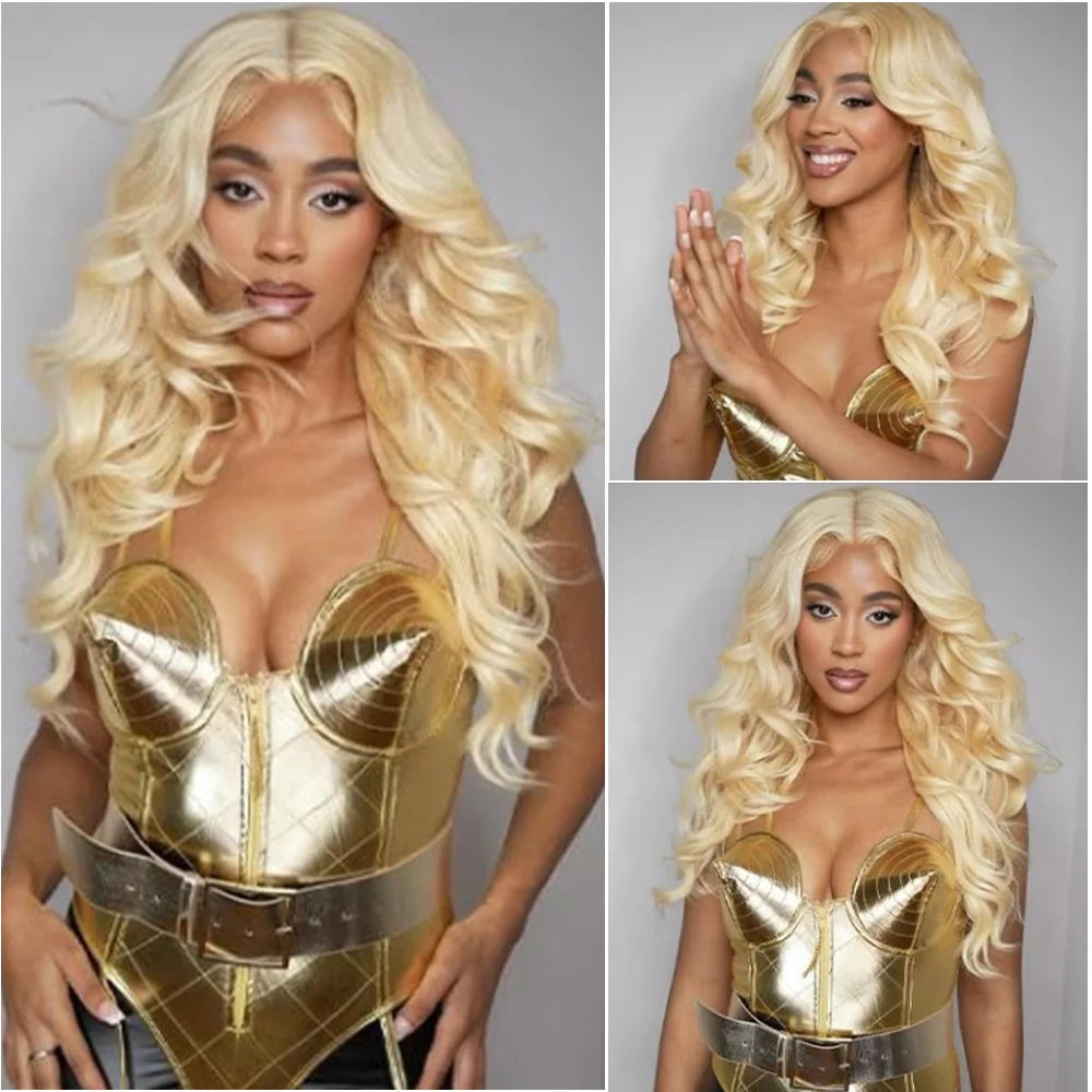 HD Lace 200 Density 36 Inch 613 Blonde Body Wave Wig 13x6 Lace Human Hair Wig Transparent 13x4 Lace Frontal Brazilian Remy Wig