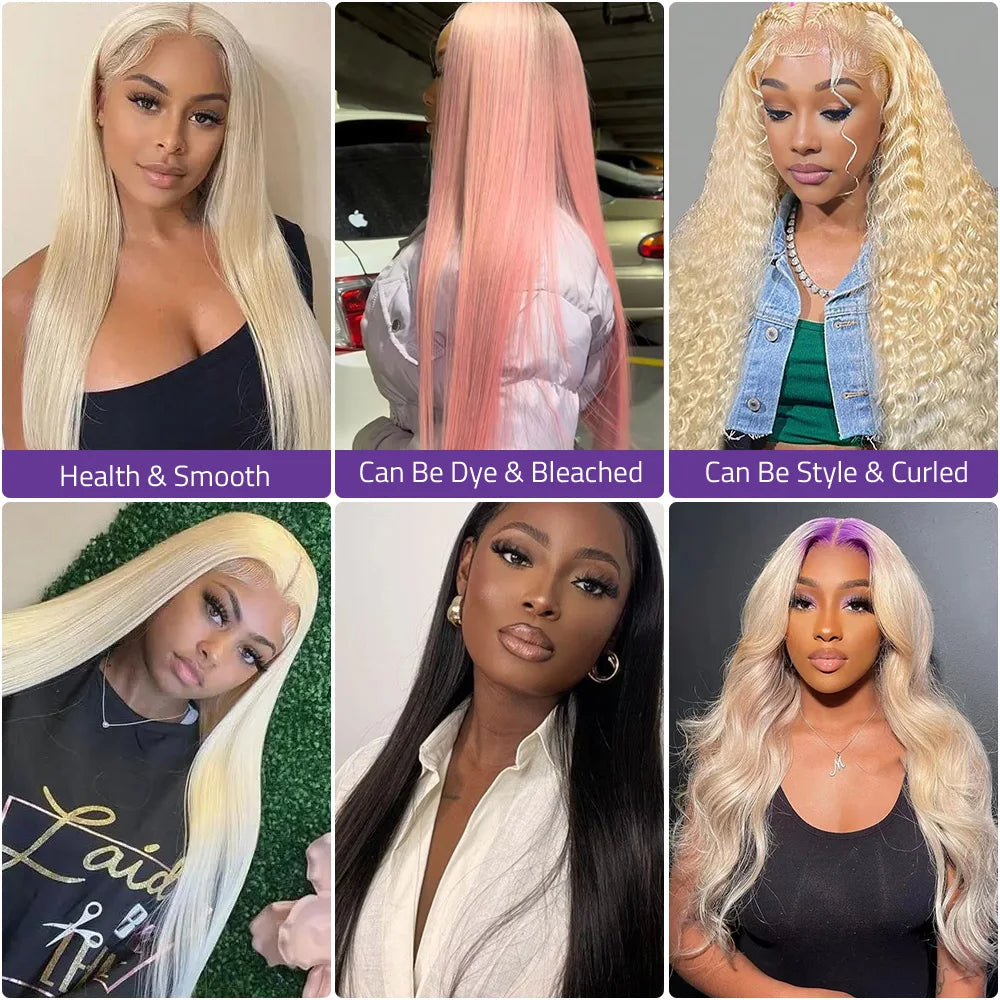 #613 Blonde Lace Front Wig 40 Inch Pre-plucked Human Hair 13X6 HD Lace Frontal Bone Straight Wig 13X4 Transparent Lace Front Wig