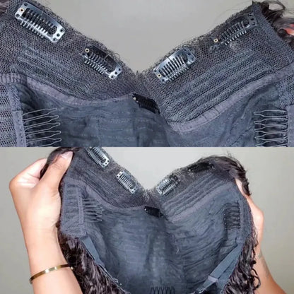 Curly V Part Wigs Human Hair Brazilian For Black Women Upgrade U Part Wigs No Sew No Glue 220% Density Human Hair Wigs Deep Wave