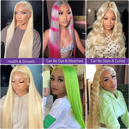 200 Density 100% Human Hair Wigs  613 Straight Lace Front Wigs 13x6 HD Transparent Lace Wigs For Women Can Be Dyed Any Color