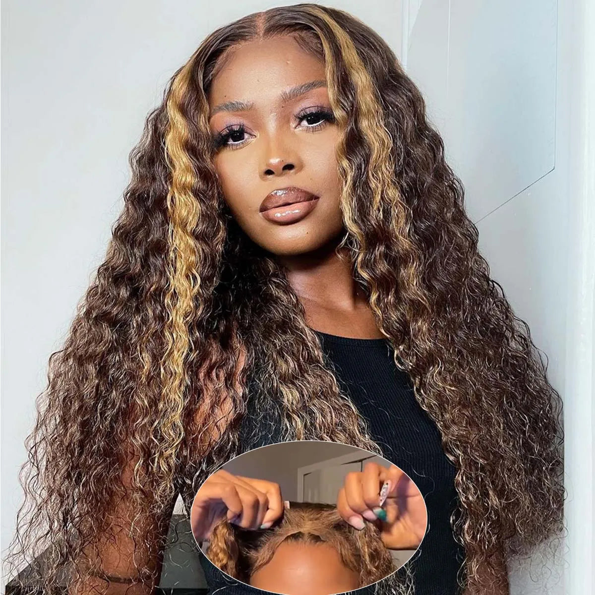 427 Bob Curly Wigs Human Hair Glueless Wear And Go Pre Plucked Pre Bleached Pre Cut Deep Wave Lace Front With 220 Density 10”